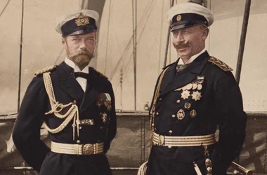 Zar Nikolaus II. und Kaiser Wilhelm II. in Björkö, 1905