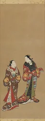 Zwei große Frauen in dunklen Roben, Edo-Periode, 1615-1868
