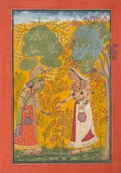 Vasanti Ragini, Seite aus einer Ragamala-Serie (Girlande der musikalischen Modi), ca. 1710