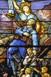 Vaucouleurs - Buntglasfenster der Kirche - Evokation des Krieges 14-18