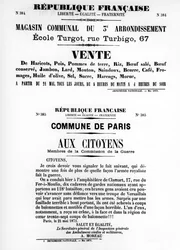 Vente, aus französischen politischen Plakaten der Pariser Kommune, Mai 1871
