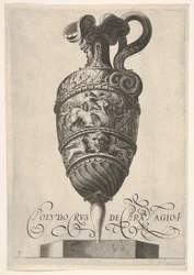 Gefäß mit grotesken Masken, Greifen und einem Fries mit einem Stier und Männern, ca. 1550-1600