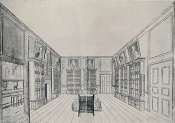 Blick nach innen auf Samuel Pepys Bibliothek im York Building, 1928