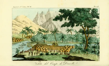Ansicht des Lagers von Jean-Baptiste Douville am Kongo bei Quitumba, Angola