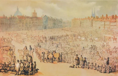 Ansicht des Smithfield-Marktes, London, 1810