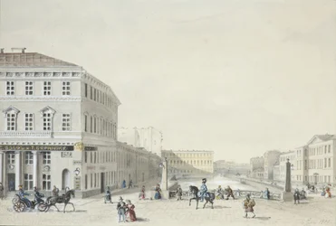 Ansicht der Moika-Uferstraße von der Polizeibrücke, 1839