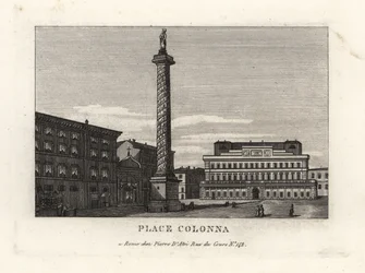 Ansicht der Piazza Colonna mit der Säule des Marcus Aurelius, Rom