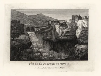 Ansicht der Wasserfälle von Tivoli, Italien