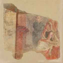 Wandmalereifragment von der Nordwand des Raums H der Villa von P. Fannius, ca. 50-40 v. Chr.