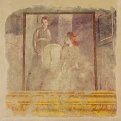 Wandmalereifragment von der Nordwand des Raums H der Villa von P. Fannius..., ca. 50-40 v. Chr.