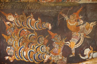 Wat Bo, Siem Reap. Wandmalerei des Ramayana