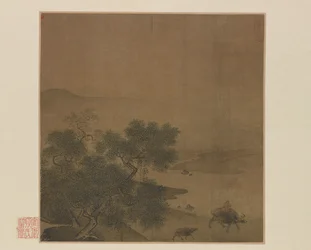 Wasserbüffel, Kalb und Hirtenjunge