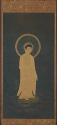 Willkommener Abstieg von Amida Buddha Raigo, um 1270-1333
