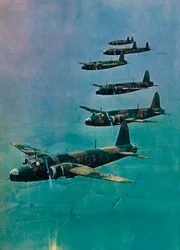 Wellington-Bomber in Formation, 1940