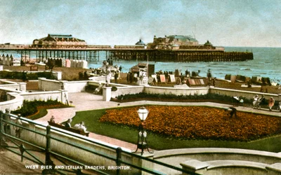 West Pier und Italienische Gärten, Brighton, Sussex, 1928
