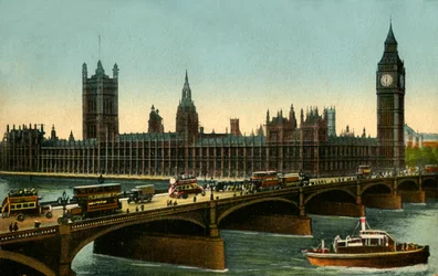 Westminster Bridge und das Parlament, London, ca. 1910