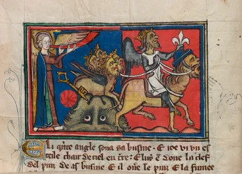 Als der fünfte Engel seine Posaune blies... Miniatur aus: Apokalypse des heiligen Johannes, ca. 1320