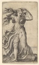 Frau, die sich die Haare zieht, ca. 1515