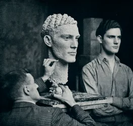 Arbeit an einem Porträt von Mr. Duncan Guthrie, um 1935