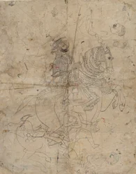 Verehrung von Brijnathji und Svamini recto, Reiterporträt verso, ca. 1800