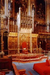 Der Thron des Souveräns im House of Lords, Westminster, erbaut ca. 1844