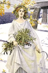 Ein Druide pflückt Mistel, um 1900 (Illustration)