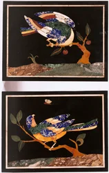 Ein Paar florentinische Pietra-Dura-Paneele, die Vögel darstellen