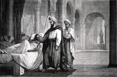 Abulcasis (936-1013), Arzt des Kalifen Al-Hakam II., im Krankenhaus von Cordoba (Spanien)