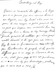 Zärtlicher Brief von Karl II. an seine Schwester Henrietta Anne, geschrieben auf Französisch in Canterbury, einen Tag nach seiner Ankunft in Dover, 26. Mai
