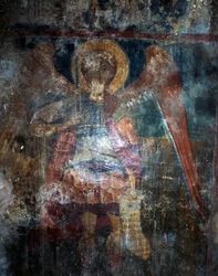 Engel, Fresko in der byzantinischen Kirche Agios Constantinos und Agia Eleni, Voukolies, Kreta, Griechenland (Foto)