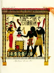 Apotheose eines Pharaos: König Seti I. trifft die Götter Osiris und Horus, entdeckt in Theben von Giovanni Battista Belzoni