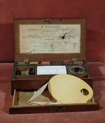 Aquarellkasten des Künstlers, hergestellt von R. Ackermann, ca. 1820