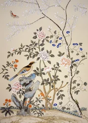 Chinoiserie-Tapete, Marble Hill House, Twickenham, Richmond, Middlesex, UK