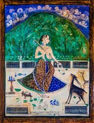 Chittra Shala Innenhof mit virtuosen feinen Gemälden, Taragarh Fort, Bundi, Rajasthan, Indien, Asien