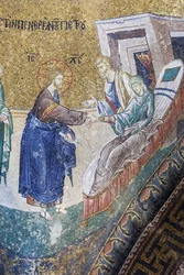 Christus heilt die Schwiegermutter von Petrus, Mosaik in der Chora-Kirche, Istanbul, Türkei