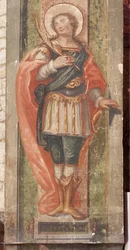 Kirche Saint Lawrence (Església Sant Llorenç). Innenraum. Die Apsis. Detail. Wandmalereien. Barock.