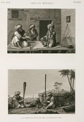 Herstellung, Andere, Pfeifenstielmacher und Tabakstampfer, Ägypten, ca. 1798