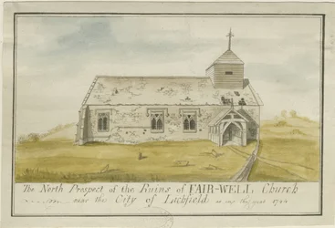 Farewell Kirche: Farbige Tuschzeichnung, 1744