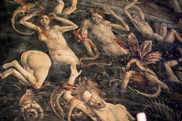 Frankreich, Tarn, Albi, Kathedrale Sainte-Cécile, Fresko des Jüngsten Gerichts, - (1474-Ende des 15. Jahrhunderts), der Abstieg in die Unterwelt, Detail