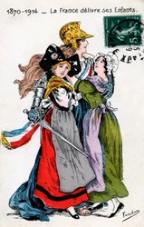 Frankreich, das ihre Kinder (Elsass und Mosel, Lothringen) liefert, Postkarte von Fercham