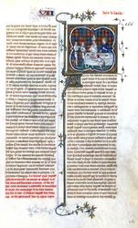 Der französische König Ludwig der Stammler (846-879) trifft Papst Johannes VIII. zu seiner Krönung im Jahr 877, Illumination aus "Grandes Chroniques de France de Charles V", ca. 1375-1380