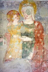 Fresko (XV), Vasca Limaria (XI römisches Gebäude), Kapitelmuseum, Atri, Abruzzen, Italien