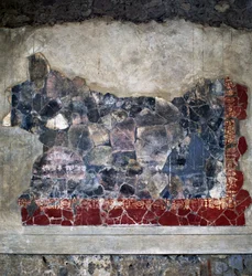 Fresko, Villa Arianna, Stabiae, Kampanien, Italien, Römische Zivilisation, 2. Jahrhundert v. Chr. (Detail)