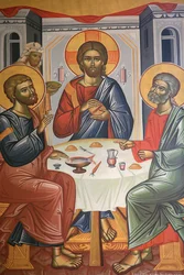 Griechisch-orthodoxe Dreifaltigkeitsikone. Thessaloniki, Griechenland