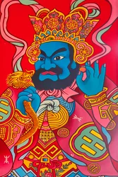 Wächterfiguren im chinesischen Fukinese-Tempel, Yangon, Myanmar, Asien (Foto)