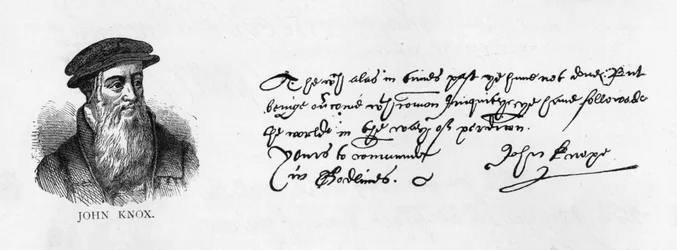 Handschrift und Unterschrift von John Knox aus einem Brief aus Dieppe an William Cecil, um Erlaubnis zu bitten, England zu besuchen