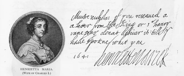 Handschrift und Unterschrift von Königin Henrietta Maria