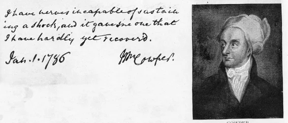 Handschrift und Unterschrift von William Cowper