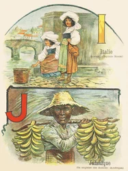 I J: Italien, Jamaika - ABC der zwei Welten. Emile Guerin, Verleger, Paris, um 1900. Maße: 27,5 x 21,5 cm