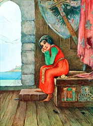 Illustration zum Gedicht „The Old Chest“ aus dem Buch „Childhood“ von Millicent und Githa Sowerby, veröffentlicht 1907